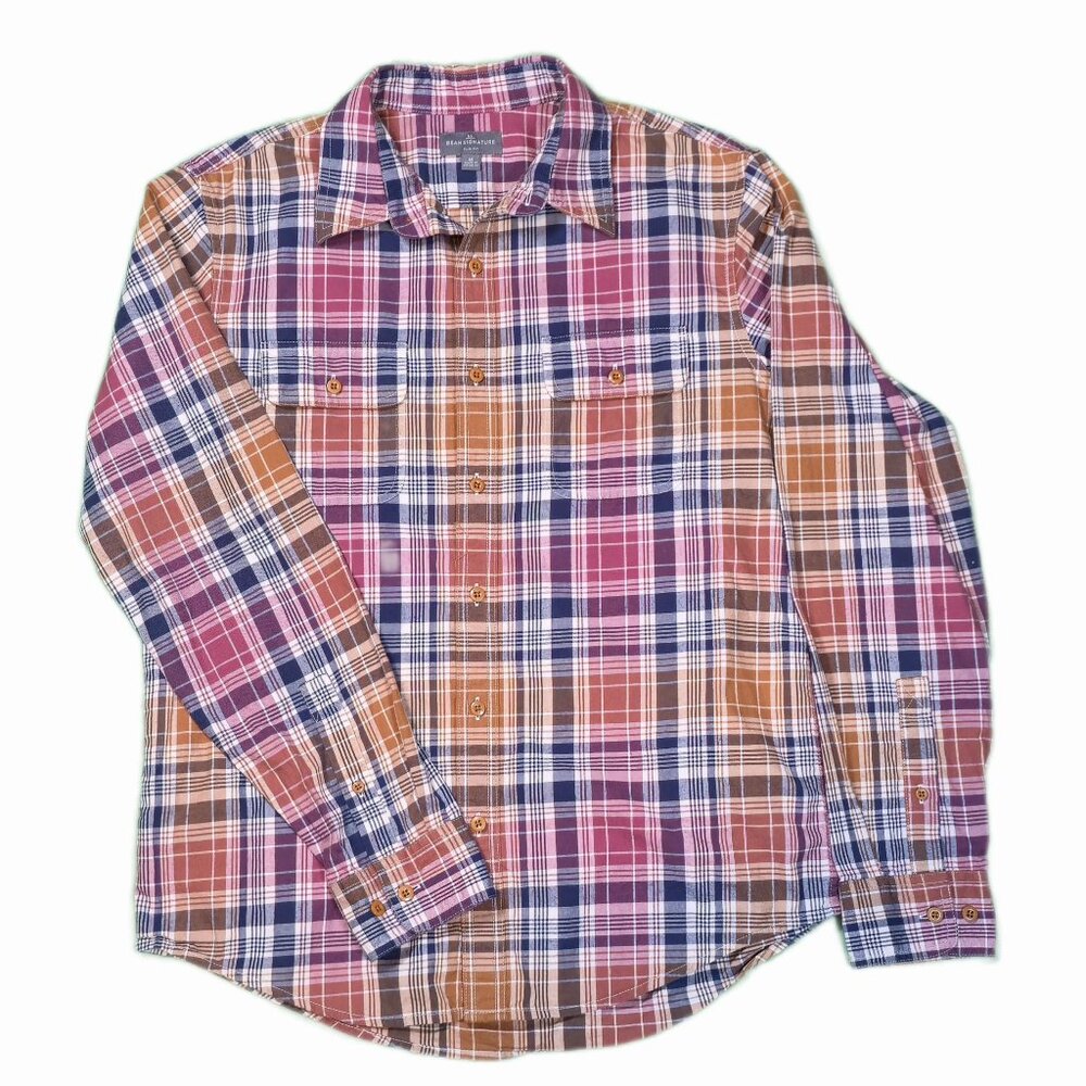 LL Bean Signature Men's Long-Sleeve Plaid Shirt Size M - Picture 1 of 7